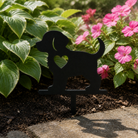 Metal Dog Silhouette Garden Stake Outdoor Yard Art Decoration