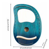 Box Harp with 19 Strings Compact Handheld Harp Easy to Play Instrument for Beginners, Adults, Music Practice