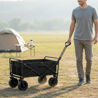 Large Capacity Foldable Camping Wagon 360° Rotating Wheels Collapsible Utility Wagon Waterproof Material Heavy Duty Garden Wagon for Gardeners, Shopping