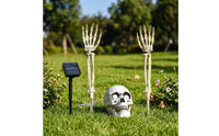 Skull Light with Ground Stake Spooky Skeleton Hand Candle Stake Lights Skeleton Hand Light Outdoor for Yard, Garden