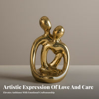 Symbol of Love Hugging Couple Tealight Holder Handmade Ceramic Lovers Statue Modern Design for Couples, Valentine's Day, Anniversary