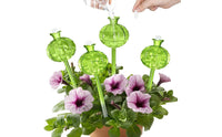 4 Pieces Self-Watering Globe with Stopper Translucent Glass Watering Globe Indoor for Vacationers, Busy Professionals, Potted Plants, Office