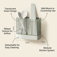 Wall Mounted Kitchen Organizer No Drill Storage Rack with Utensil Holder, Rack, Spice Rack, Chopstick Holder and Pot Lid Organizer for