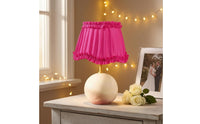 Pleated Ruffled Lampshade Gauzy-Like Pink Textile Lampshade Easy to Install Home Decor
