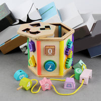 Wooden Shape Sorting Toy Early Learning Wooden Shape Sorter Fine Motor Skills Educational Sorting Box for Young Children, Infants, Nursery, Preschool