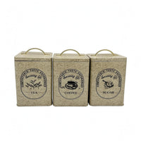 3 Pieces Coffee Can Vintage Style Tea Tin Square Kitchen Storage