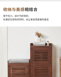 实木鞋柜家用门口立式多层鞋架子带门窄高储物柜玄关收纳柜免安装