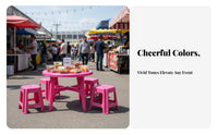 Food Stall Table Easy to Clean Round Stable Surface Cross-Brace Support for Restaurant Owners, Homeowners, Barbecue, Poolside, Backyard