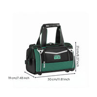 Multiple Pockets Tool Bag Zippered Front Pocket Heavy Duty Tool Bag Shoulder Strap Utility Storage Contrast Trim