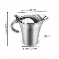 With Lid Stainless Steel Gravy Boat Easy to Pour Lidded Sauce Jug Sturdy Tableware Dishwasher Safe for Restaurant, Bbq