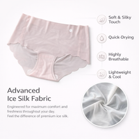 Underwear Women Breathable Knickers Multipack with Ice Silk Quick Dry Material, Seamless Panties for with Gusset