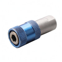 Blue Anodized Drill to Screwdriver Adapter Knurled Grip Male Thread to Hex Shank Adapter Metal Threaded Connector Compact