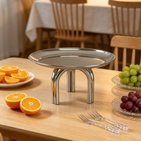 Mirrored Tray with Legs Sleek Stainless Steel Fruit Tray Polished for Home Decor