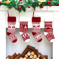 Christmas Knitted Stocking Gift Bag with Jacquard Pattern for Holiday Decor