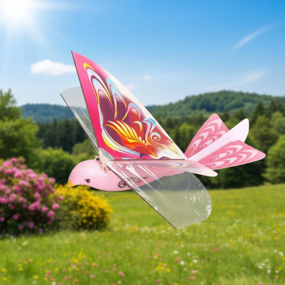 USB Rechargeable Electric Flapping Flapper Bird Lightweight LED Light-up Flying Bird for Outdoor