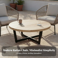 3 Pieces 3 Piece Rattan Furniture Set Weather-Resistant for Homeowners, Couples, Courtyard, Backyard, Poolside