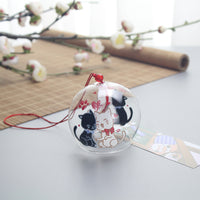 Japanese Edo-style Glass Wind Chime with Heart Cat PVC Tag for Home Decor