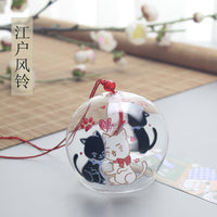 Japanese Edo-style Glass Wind Chime with Heart Cat PVC Tag for Home Decor