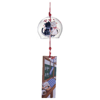 Japanese Edo-style Glass Wind Chime with Heart Cat PVC Tag for Home Decor