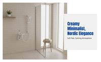 Pressurized Shower Head Set, Cream Minimalist, Wall-Mounted, 3-Mode Faucet, For Small Apartment Bathrooms, Installation Included
