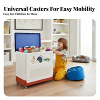Large Capacity Wheeled animal Toy Chest adaptable Use kids' Storage Bin With casters Child-Safe Design for Children, Toddlers, Parents, Living Room, Playroom, Bedroom, Nursery