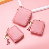 Leather RFID Blocking Card Holder Wallet with Tassel for Travel and Daily Use