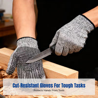 HPPE Cut Resistant Gloves, Anti-Slip Dots, Antiabrasion, Durable, Breathable, for Gardening, Slaughter, Carving, Glass Handling