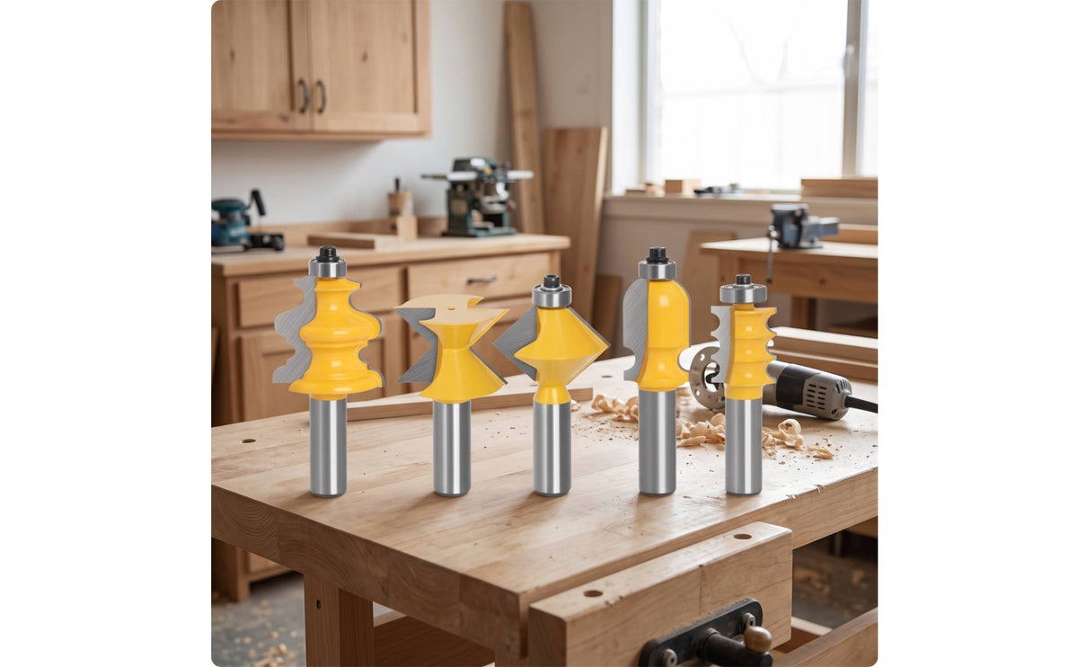5 Pieces Router Bit Assortment Industrial Quality Router Bits Clean-Cutting Cutter for Cabinet Makers