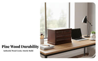 Mortise and Tenon Joinery Small Wooden Drawer Cabinet A4 Compatible Multi-Drawer Wooden Chest Dust-Proof Drawers Desktop Organizer Natural Wood Grain for Students, Office Workers, Collectors, Desk, Study Room, Countertop, Bedroom