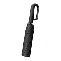 Waterproof Automatic Folding Umbrella Fiberglass Ribs Hook Handle Umbrella Black-Coated Weather Accessory
