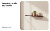 No-Drill Installation Floating Wooden Board Easy to Install Wall Shelf Space-Saving Household Storage Natural Wood Grain for Book Lovers, Homeowners, Study Room, Bedroom, Bathroom, Kitchen