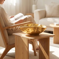 Bowl with Hammered Texture Gold Irregular Metal Bowl Organic Rim Decorative Centerpiece for Tabletop, Entryway, Living Room