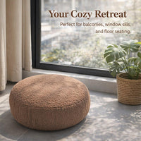 Round Teddy Fleece Floor Cushion, Large Floor Cushion Seating, Soft Thick Floor Pillow, Modern Minimalist Seat Pad, Balcony Decor Pillow