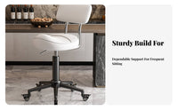 Back Support Adjustable Saddle Stool with Backrest 360-Degree Swivel Ergonomic Saddle Stool Rolling Wheels Task Chair Waterproof for Hairstylists, Technicians, Kitchen, Barbershop, Medical Office, Studio