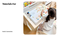 Childsafe Design ovalShaped Toddler Table Multifunctional Toddler Desk and Seating Set Easy to Clean Surface kids' Furniture Graffiti Desktop for Toddlers, Preschoolers, Daycare Providers, Kindergarten, Classroom, Playroom, Home Study