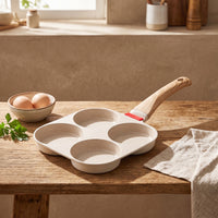 Nonstick Four-Cavity Frying Pan Stone-Look 4-Cup Egg Pan Easy to Clean Skillet Compact for Singles, Students, Dorm Kitchens, Apartments