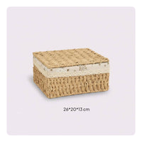 Handwoven Lidded Woven Basket Decorative Woven Storage Basket Rustic Charm Household Organizer Breathable for Entryway