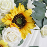 2 Pieces Wedding Arch Flower Set Verdant Greenery Yellow Blossom Arch Swag Easy to Install Yellow Blossom Floral Swag Set for Ceremony