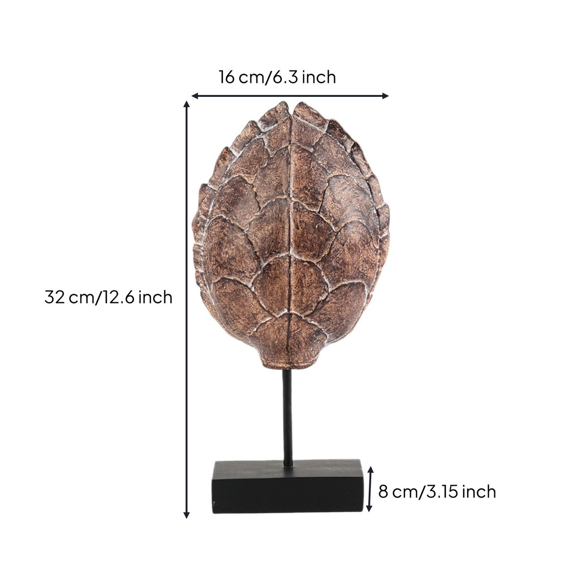 Wabi-Sabi Aesthetic Imitation Tortoise Shell Decor Vintage Look Turtle Shell Sculpture Textured Finish Tortoise Figurine Detailed Design for Tea Room, Showroom