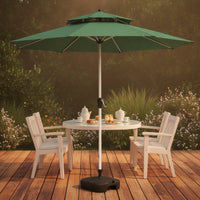 Patio Umbrella with Base Aluminum-Pole Outdoor Umbrella with Base Large Shade Area Double Top for Homeowners, Cafe Owners, Garden, Backyard, Balcony