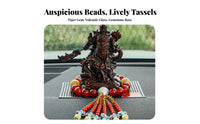 Wood Grain Finish Guan Gong Car Statue High-End Design Chinese Warrior Dashboard Figure Good Luck Charm for Drivers, Home Decor, Office Desk