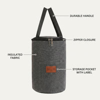 Lunch Bags for Women with Thickened Oxford Cloth, Cylindrical Handheld Cool Bag for School Picnic, Aluminum Foil Lining Lunch Box Bag, 3 Pack