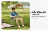Oxford Cloth Foldable Lawn Chair with Sunshade Metal Frame Canopy Camping Chair