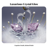 Cute Design Crystal Swan Car Ornament Feather and Pearl Details Car Dashboard Swan Figurine Perfect Gift for Women, Drivers, Home, Bookshelf