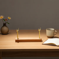 Display Stand with Metal Posts Tabletop Wooden Display Stand Holder Decorative Minimalist for Collectors, Shelf, Desk
