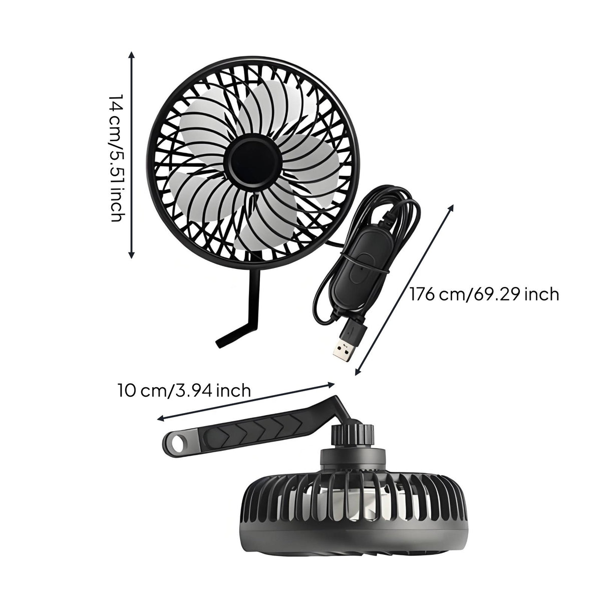 Fan with Mirror Mount USB-Powered Electric   Fan Low-Profile for Summer Rides