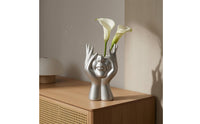 Hand-Shaped Sculptural Face Vase Open Top Face Vase Glossy Finish Home Decor Decorative