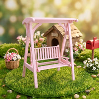 Angled-Frame 1:12 Scale Dollhouse Swing Slatted Wooden Dollhouse Swing Hanging Miniature Decor Toy Model