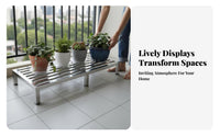 Rust-Proof Single-Tier Slatted Rack Weather Resistant Plant Stand Sturdy and Long-Lasting Garden Supply Heavy-Duty for Gardeners, Homeowners, Decorators, Balcony, Outdoor, Outdoors, Indoors