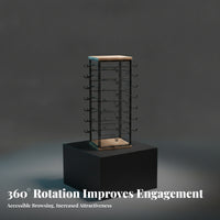 64 Hooks Sunglasses Display Rack 360-Degree Rotation Rotating Eyewear Stand Easy Browsing Multi-Tier Hook Rack Space-Saving for Shop Counter